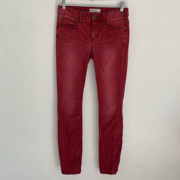 Free People Pants - Free People | Maroon skinny with zippers sz 25